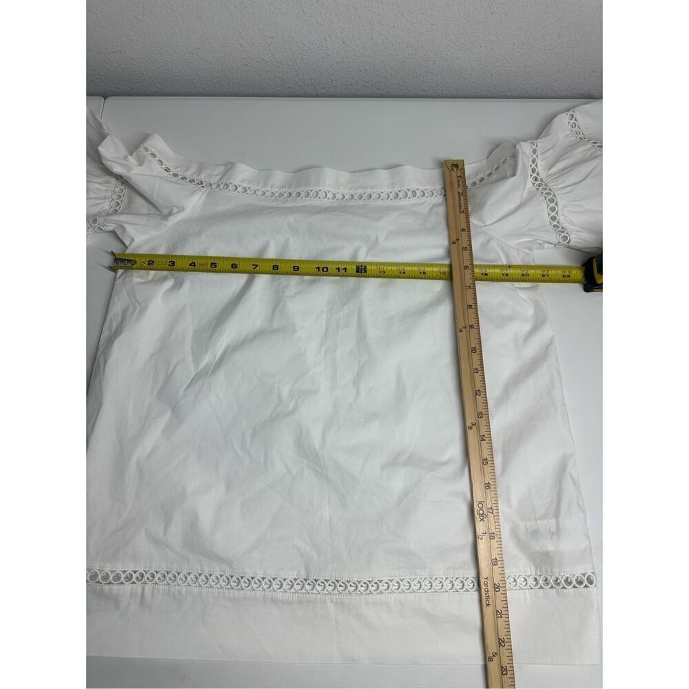 NWT Michael Kors White Eyelet Blouse Medium 3/4 Bell Sleeve 100% Cotton Size L - Picture 6 of 12